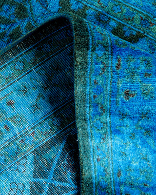 Contemporary Hand Knotted Overdyed Blue Runner 2' 7" x 9' 3"
