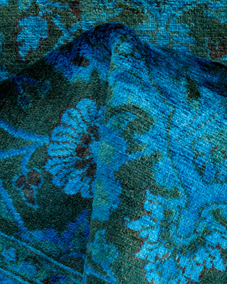 Contemporary Hand Knotted Overdyed Blue Runner 2' 7" x 9' 3"