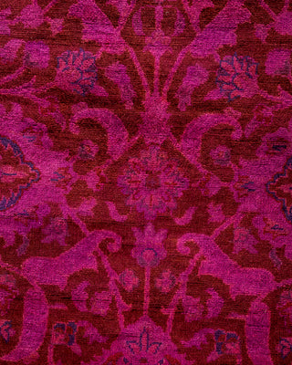 Modern Overdyed Hand Knotted Wool Purple Runner 2' 7" x 8' 4"