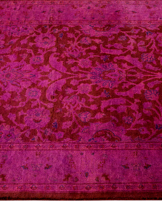 Modern Overdyed Hand Knotted Wool Purple Runner 2' 7" x 8' 4"
