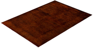 Modern Overdyed Hand Knotted Wool Orange Area Rug 4' 2" x 6' 2"