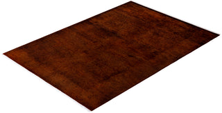 Contemporary Hand Knotted Overdyed Orange Area Rug 4' 2" x 6' 2"