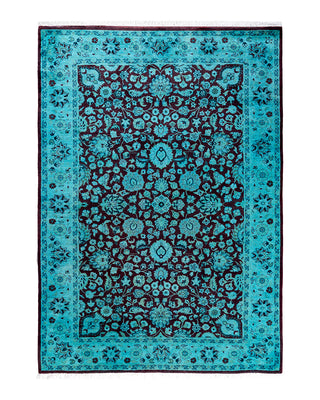 Fine Vibrance, One-of-a-Kind Hand-Knotted Area Rug  - Blue, 4' 2" x 6' 3"