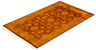 Contemporary Hand Knotted Overdyed Gold Area Rug 3' 2" x 5' 1"