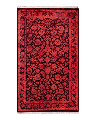 Contemporary Overyed Wool Hand Knotted Pink Area Rug 3' 3" x 5' 4"