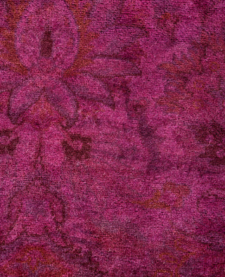 Contemporary Overdyed Wool Hand Knotted Purple Round Area Rug 6' 1" x 6' 3"