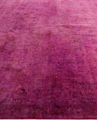 Contemporary Overdyed Wool Hand Knotted Purple Round Area Rug 6' 1" x 6' 3"