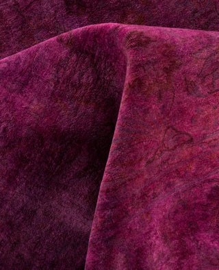 Contemporary Overdyed Wool Hand Knotted Purple Round Area Rug 6' 1" x 6' 3"