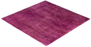 Contemporary Overdyed Wool Hand Knotted Purple Round Area Rug 6' 1" x 6' 3"