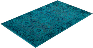 Overdyed Hand-Knotted Wool Modern-Contemporary Blue Area Rug 4' 7" x 6' 10"