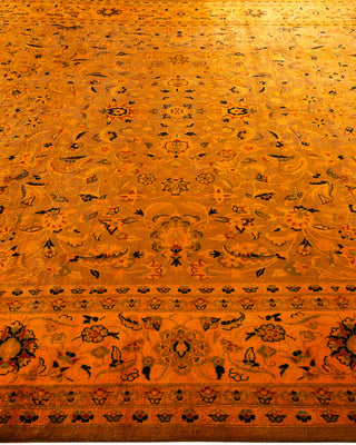 Modern Overdyed Hand Knotted Wool Orange Area Rug 8' 1" x 9' 10"