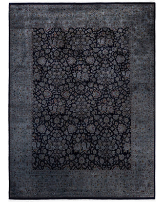 Contemporary Overdyed Wool Hand Knotted Navy Area Rug 8' 2" x 10' 5"