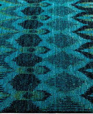 Overdyed Hand-Knotted Wool Modern-Contemporary Blue Area Rug 4' 1" x 5' 9"