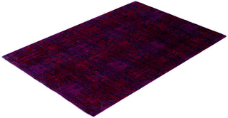 Overdyed Hand-Knotted Wool Modern-Contemporary Purple Area Rug 4' 1" x 5' 10"