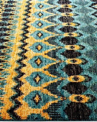 Contemporary Hand-Knotted Modern Abstract Black Area Rug 4' 6" x 6' 5"