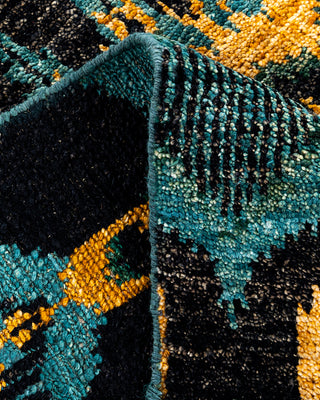 Contemporary Hand-Knotted Modern Abstract Black Area Rug 4' 6" x 6' 5"