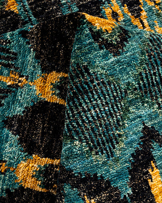 Contemporary Hand-Knotted Modern Abstract Black Area Rug 4' 6" x 6' 5"