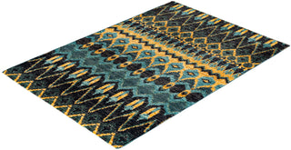 Contemporary Hand-Knotted Modern Abstract Black Area Rug 4' 6" x 6' 5"