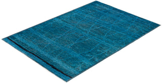 Overdyed Hand-Knotted Wool Modern-Contemporary Blue Area Rug 5' 9" x 8' 3"