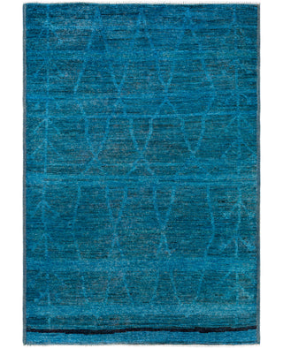 Overdyed Hand-Knotted Wool Modern-Contemporary Blue Area Rug 5' 9" x 8' 3"