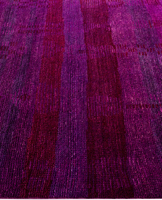 Contemporary Overdyed Wool Hand Knotted Purple Area Rug 4' 1" x 6' 6"