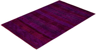 Contemporary Overdyed Wool Hand Knotted Purple Area Rug 4' 1" x 6' 6"
