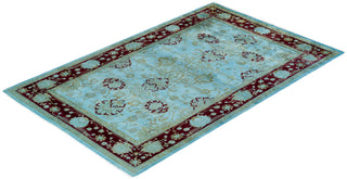 Contemporary Hand Knotted Overdyed Blue Area Rug 4' 0" x 6' 4"