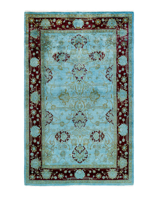 Contemporary Fine Vibrance Blue Wool Area Rug 4' 0" x 6' 4"