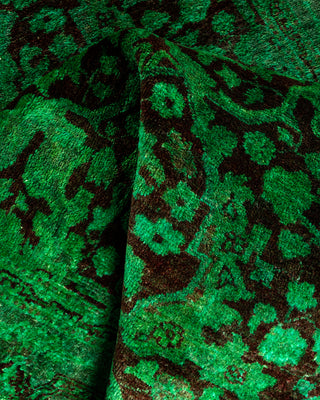 Modern Overdyed Hand Knotted Wool Green Runner 2' 7" x 11' 9"