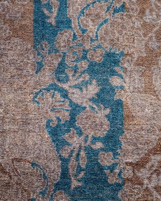 Contemporary Hand Knotted Overdyed Brown Runner 2' 8" x 7' 10"