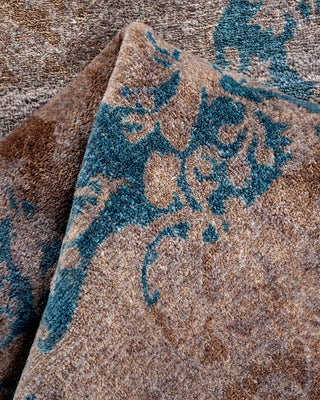 Contemporary Hand Knotted Overdyed Brown Runner 2' 8" x 7' 10"