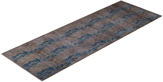 Contemporary Hand Knotted Overdyed Brown Runner 2' 8" x 7' 10"