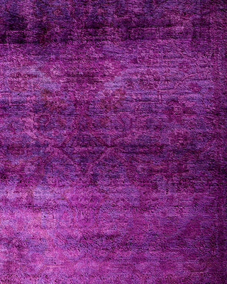 Contemporary Overyed Wool Hand Knotted Purple Runner 2' 7" x 14' 3"