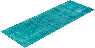 Contemporary Hand-Knotted Overdyed Blue Runner 2' 8" x 7' 10"