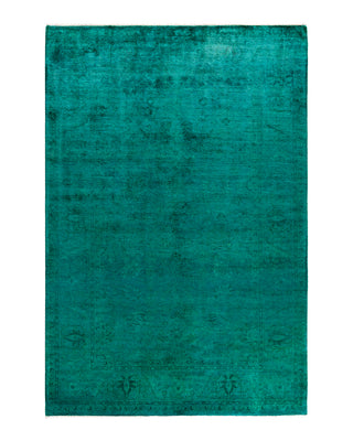 Contemporary Overyed Wool Hand Knotted Blue Area Rug 5' 2" x 7' 7"