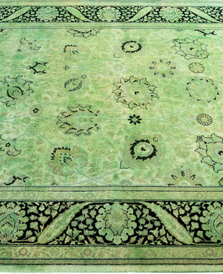 Overdyed Hand-Knotted Wool Modern-Contemporary Green Area Rug 5' 1" x 8' 2"