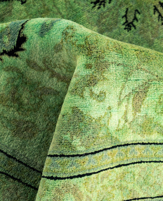 Overdyed Hand-Knotted Wool Modern-Contemporary Green Area Rug 5' 1" x 8' 2"