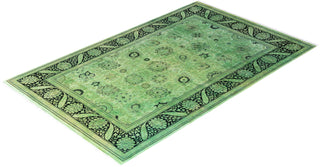Overdyed Hand-Knotted Wool Modern-Contemporary Green Area Rug 5' 1" x 8' 2"