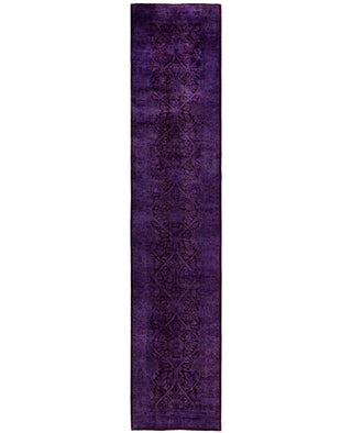 Overdyed One-of-a-Kind Wool Purple Runner 2' 7" x 12' 9"