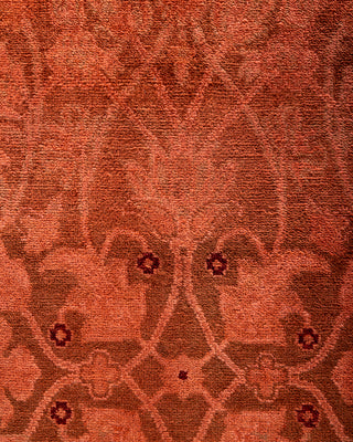 Contemporary Hand-Knotted Overdyed Orange Runner 2' 6" x 16' 4"