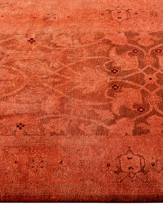 Contemporary Hand-Knotted Overdyed Orange Runner 2' 6" x 16' 4"
