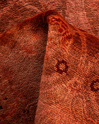 Contemporary Hand-Knotted Overdyed Orange Runner 2' 6" x 16' 4"