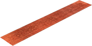 Contemporary Hand-Knotted Overdyed Orange Runner 2' 6" x 16' 4"