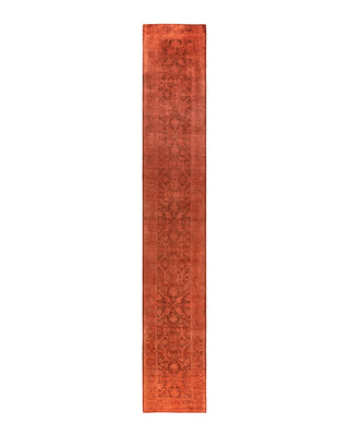 Contemporary Overyed Wool Hand Knotted Orange Runner 2' 6" x 16' 4"