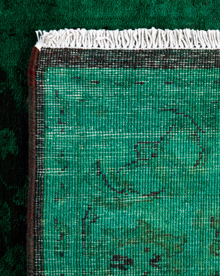 Contemporary Overyed Wool Hand Knotted Green Runner 2' 8" x 14' 0"
