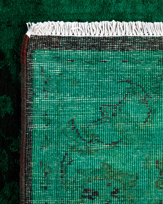 Contemporary Hand-Knotted Overdyed Green Runner 2' 8" x 14' 0"