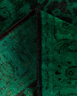 Contemporary Hand-Knotted Overdyed Green Runner 2' 8" x 14' 0"