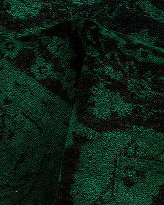 Contemporary Hand-Knotted Overdyed Green Runner 2' 8" x 14' 0"