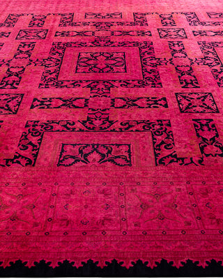 Contemporary Overyed Wool Hand Knotted Pink Area Rug 10' 1" x 14' 0"