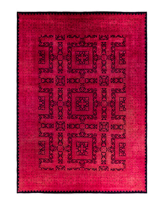 Contemporary Overyed Wool Hand Knotted Pink Area Rug 10' 1" x 14' 0"